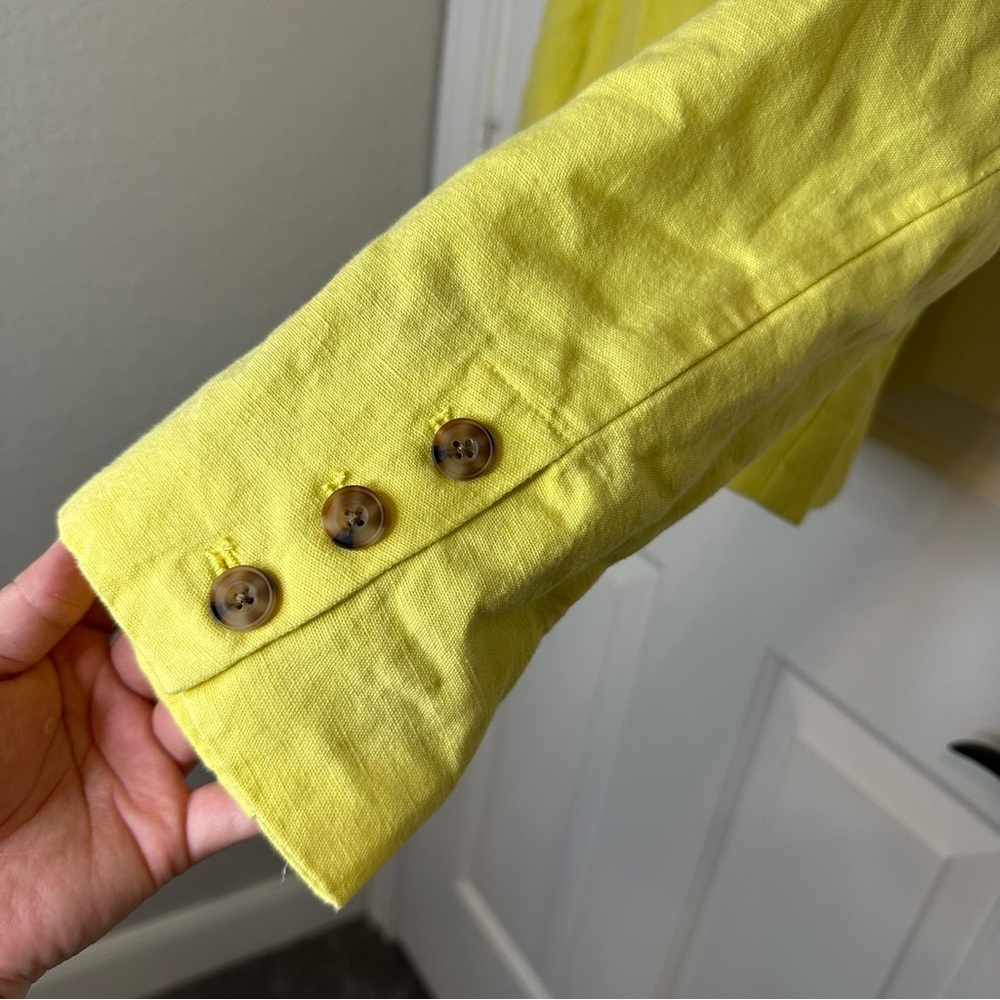 BNWT Sundance Yellow Linen Cotton Blend Clarice Tuxedo Blazer Sz PL Spring Chic - Picture 8 of 11